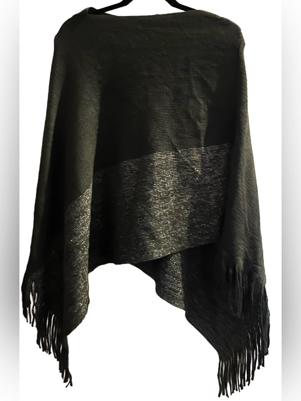 Cruise Club Grey Poncho Style Cardishawl Silver Metallic Glittery Accents